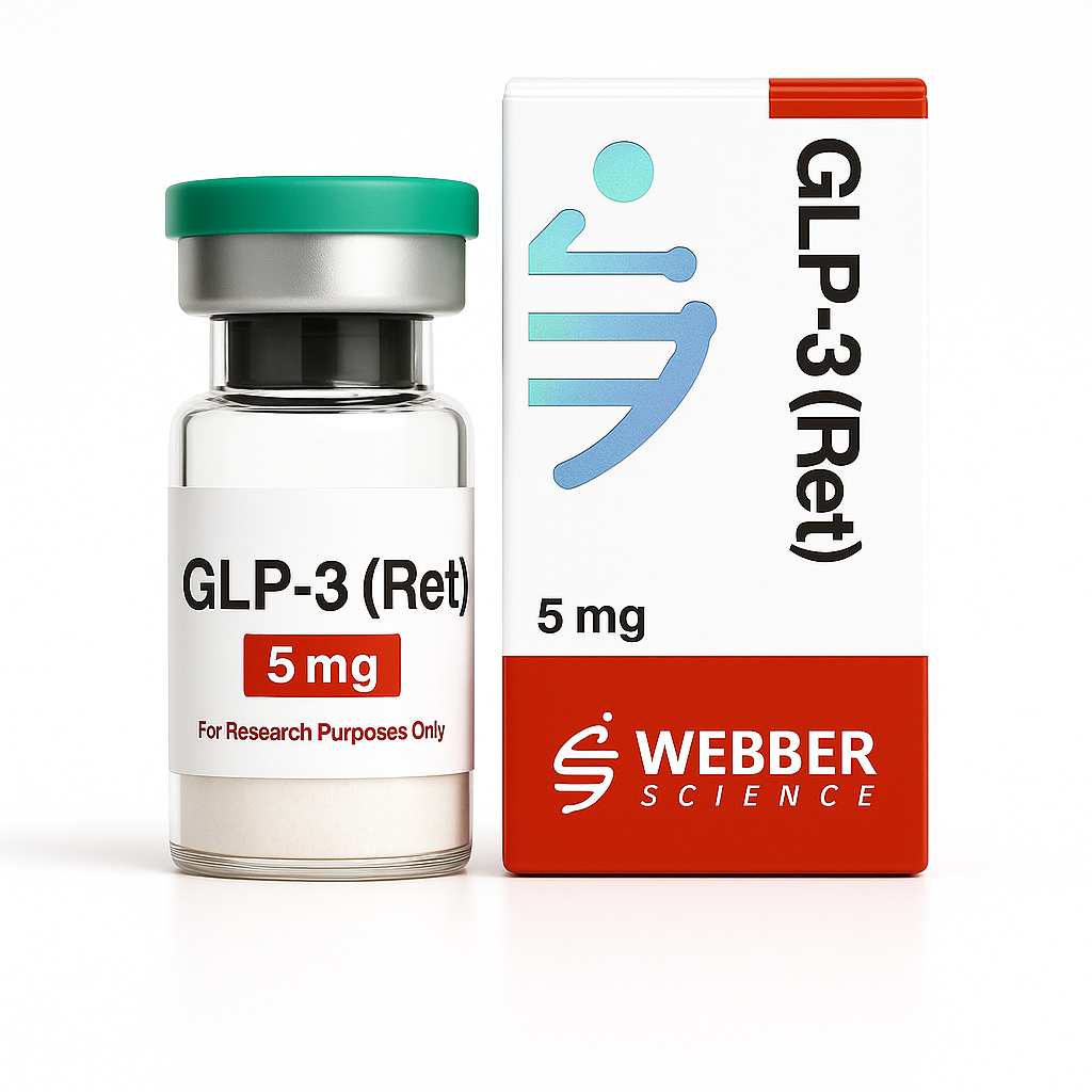 GLP (Ret) 5mg $95 GLP-3 (Retatrutide) 5 mg peptide vial by Webber Science